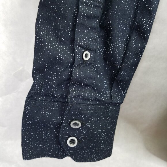 Robert Graham Button Up Shirt Mens XL Flip Cuff Classic Fit Night Sky Star Black - Picture 4 of 16